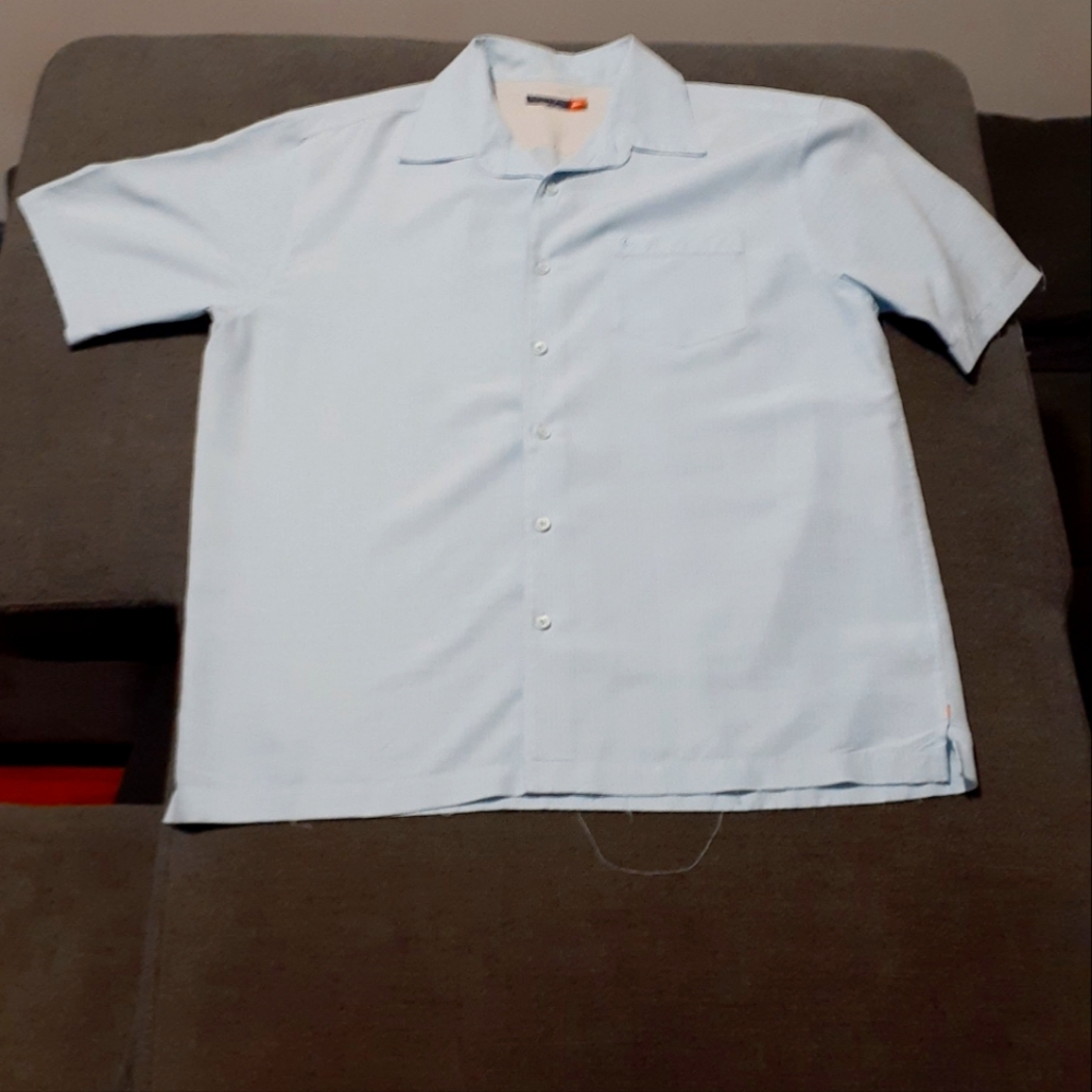 Quicksilver Shirt Men`s Size Large Blue Short Sleeve Button Up  RN114199